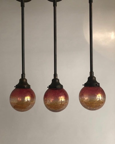 Amber Crackle Glass Ball Pendants